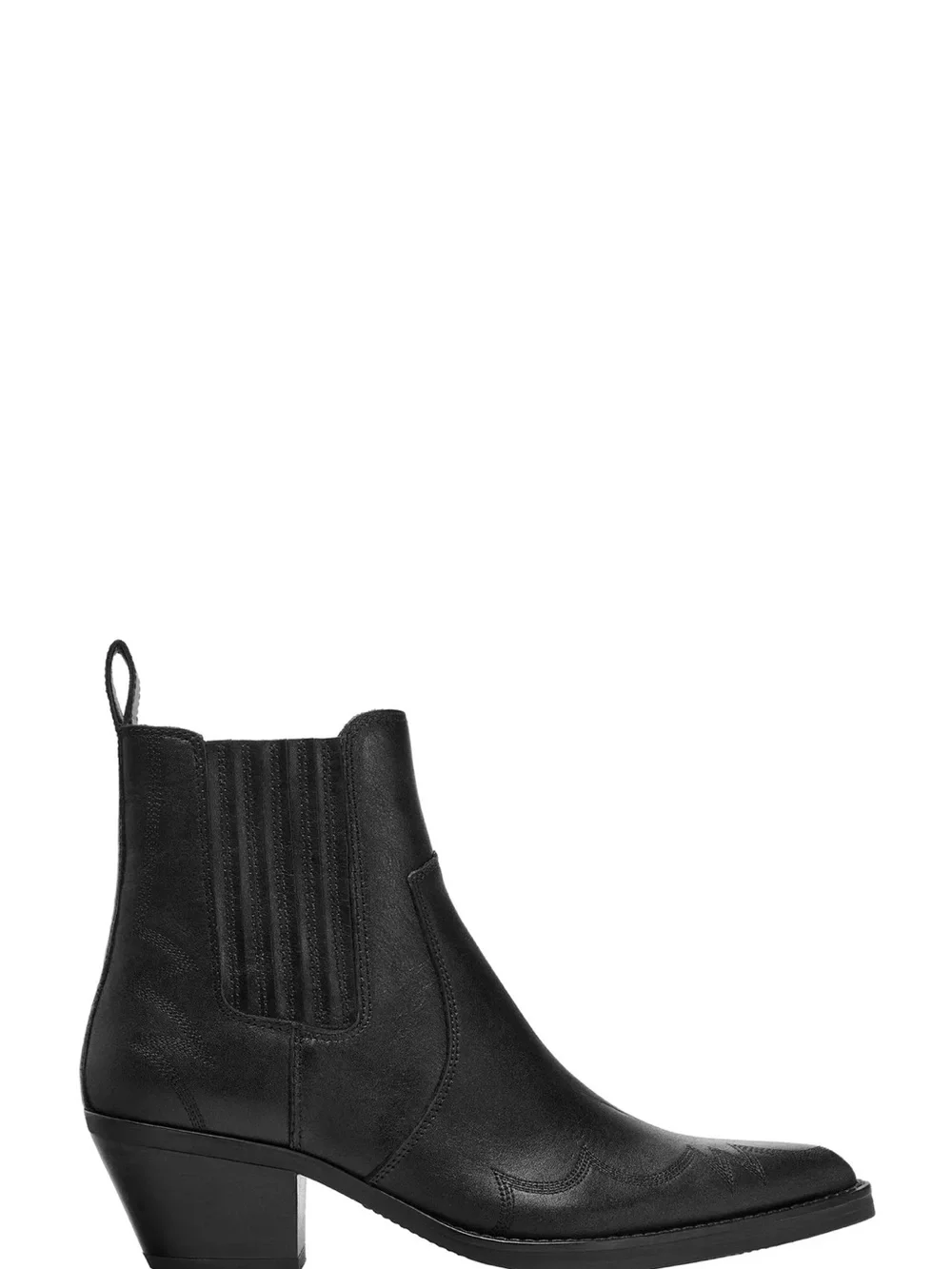 Zara Black Pointed Toe Leather Chelsea Booties